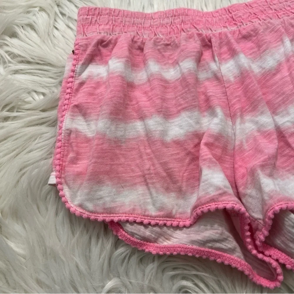 Justice Girls' Size 10 Casual Shorts Pink‎ White Tie Dye Stripes 100% Cotton